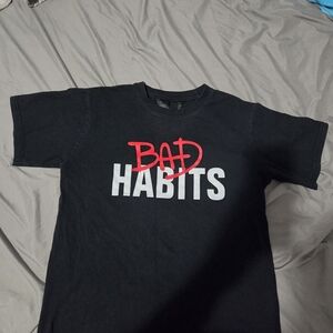 VLONE Black T-Shirt with Red and White "Bad Habits" Graphic
